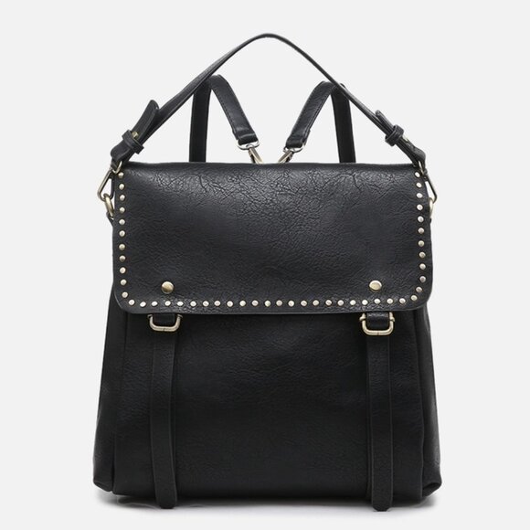 Jen & Co Handbags - Indigo Backpack w/ Studded Details Color is Black NWT